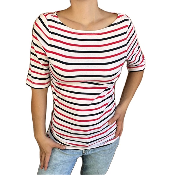 GAP Tops - GAP Red, White and Black Striped T-Shirt Size M